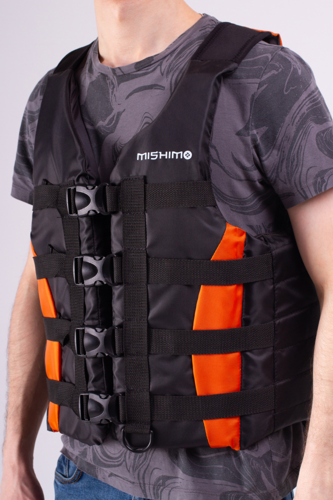 Жилет спасательный MISHIMO PRO Премиум качества Черно-оранжевый в Владивостоке