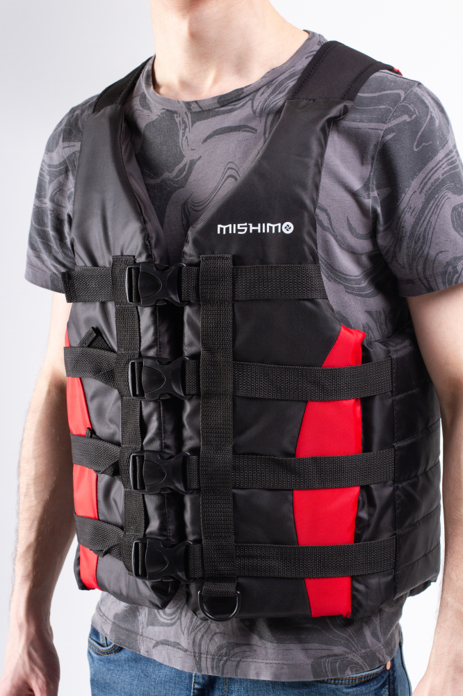 Жилет спасательный MISHIMO PRO Премиум качества Черно-красный в Владивостоке