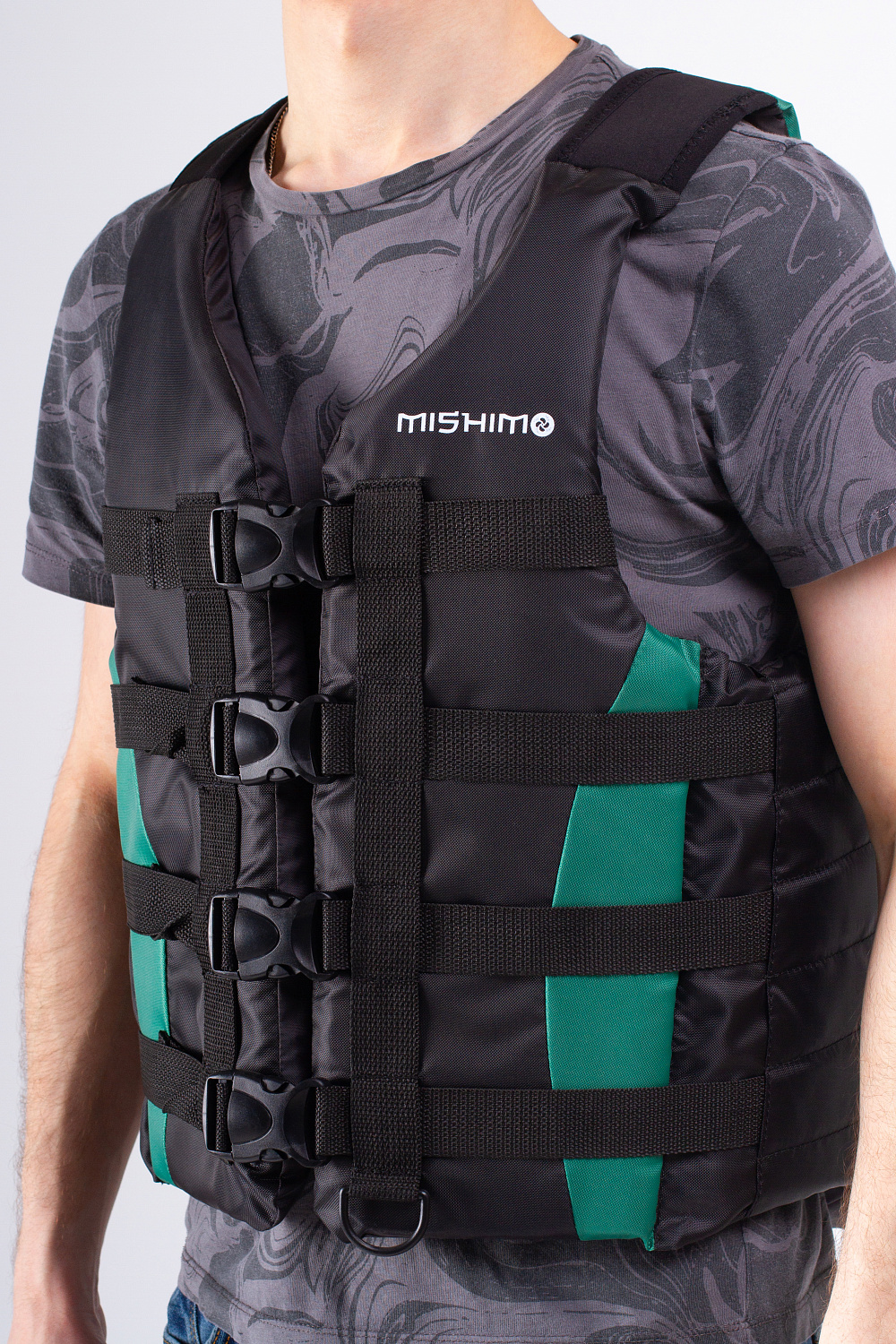 Жилет спасательный MISHIMO PRO Премиум качества Черно-зеленый в Владивостоке